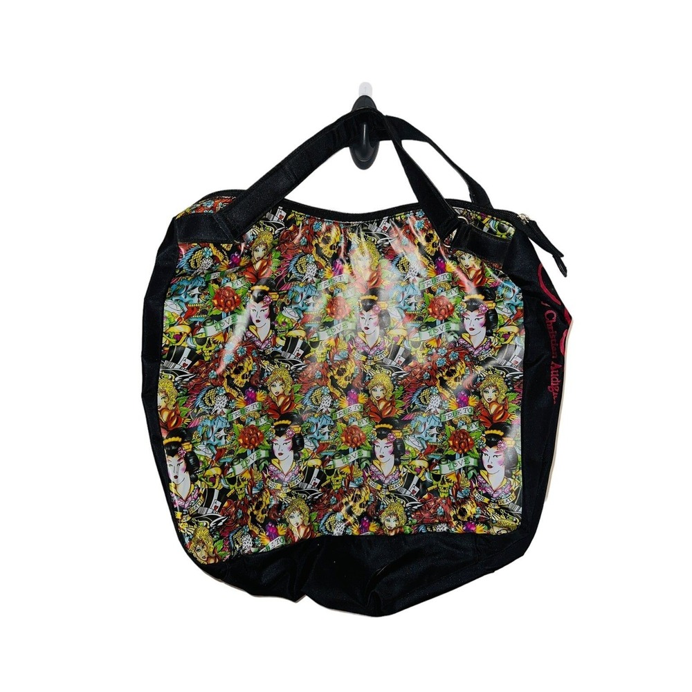 Christian‎ Audigier Ed Hardy KISS OF DEATH True to My LOVE GEISHA Large Tote N3